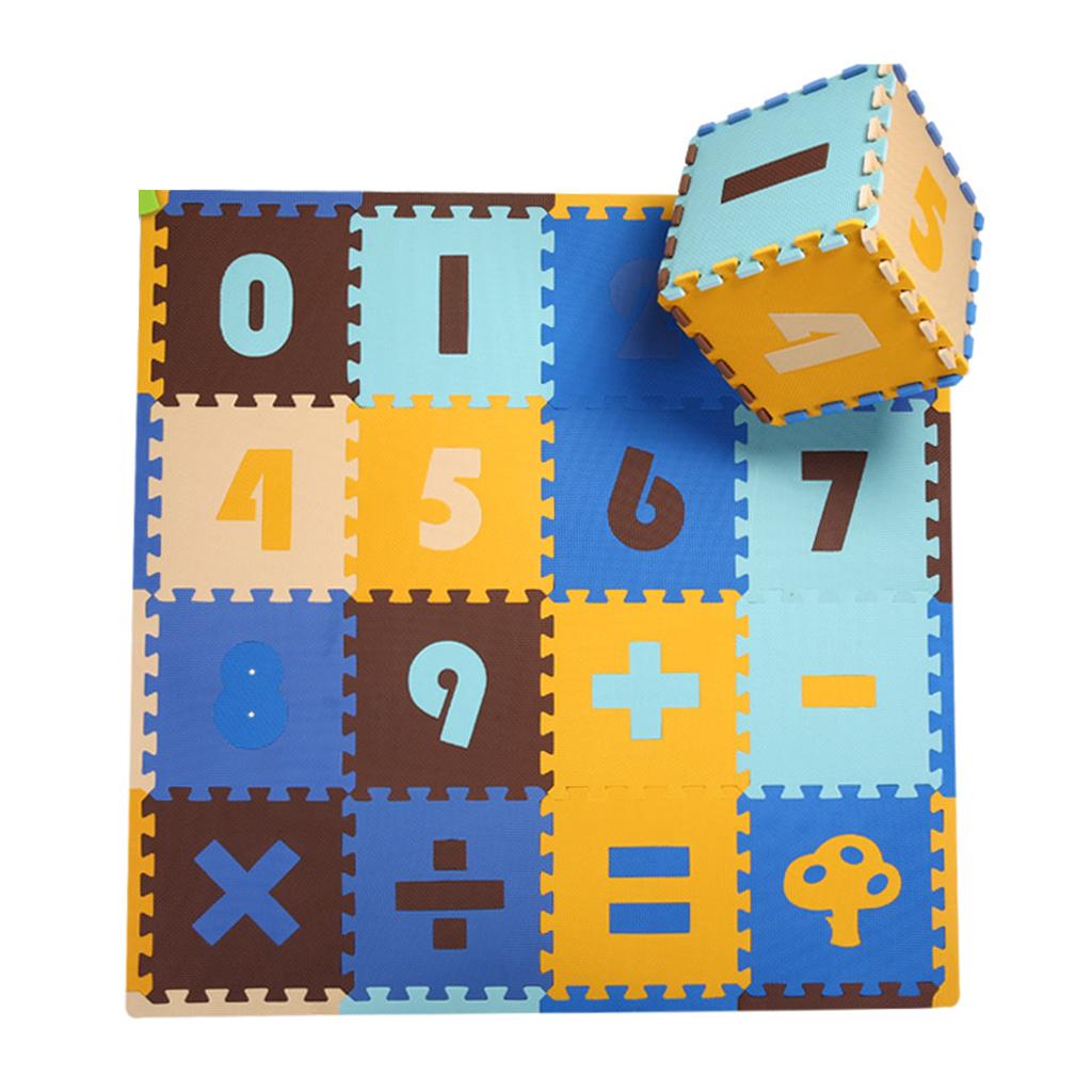 16 Pieces Arithmetic Numbers Foam Puzzle Interlocking Tiles with Frame