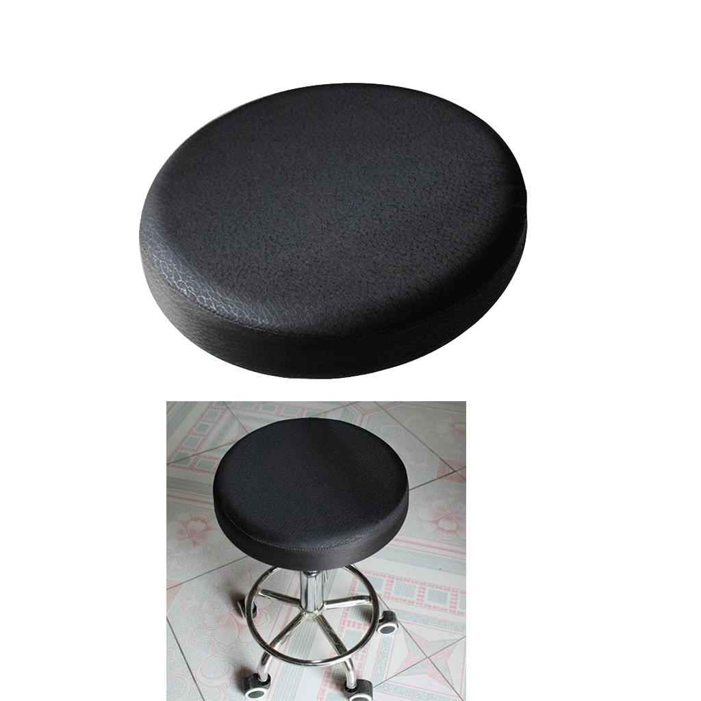 Smooth Surface Bar Stool Cover Round Lift Chair Seat Sleeve Salon Black_30x10cm