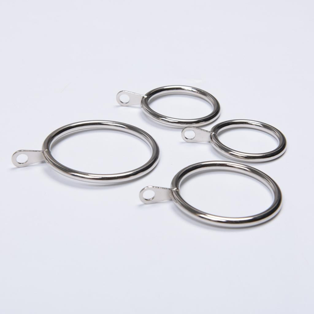 Pack of 10, Smooth Metal Curtain Rings Rod Pole Silver - 32mm