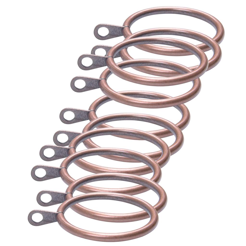 Pack of 10, Smooth Metal Curtain Rings Rod Pole Copper - 32mm