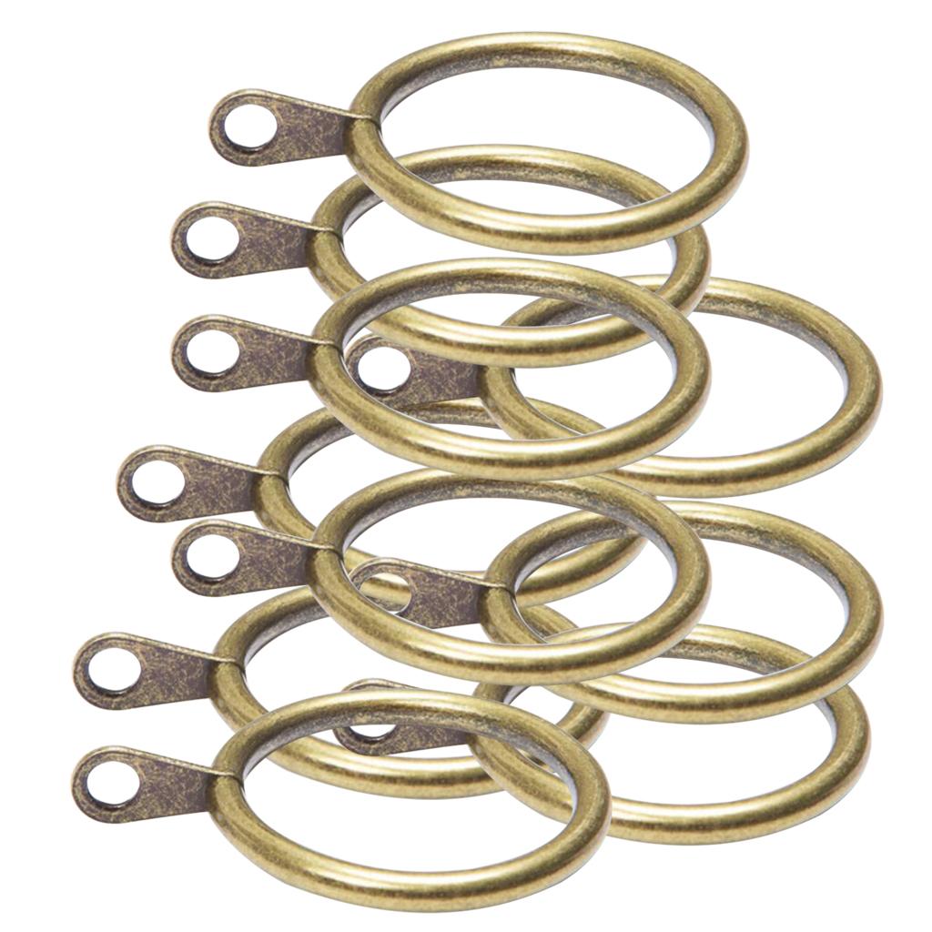 Pack of 10, Smooth Metal Curtain Rings Rod Pole Bronze - 38mm