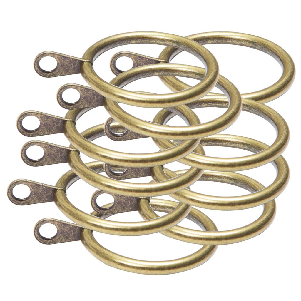 Pack of 10, Smooth Metal Curtain Rings Rod Pole Bronze - 38mm