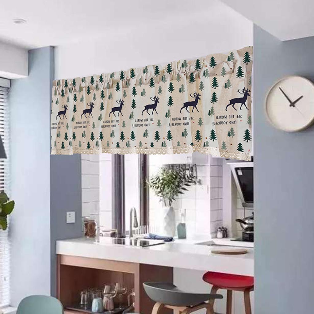 Cafe Window Curtain Semi-Sheer Kitchen Curtain Tier Elk - 74x61cm