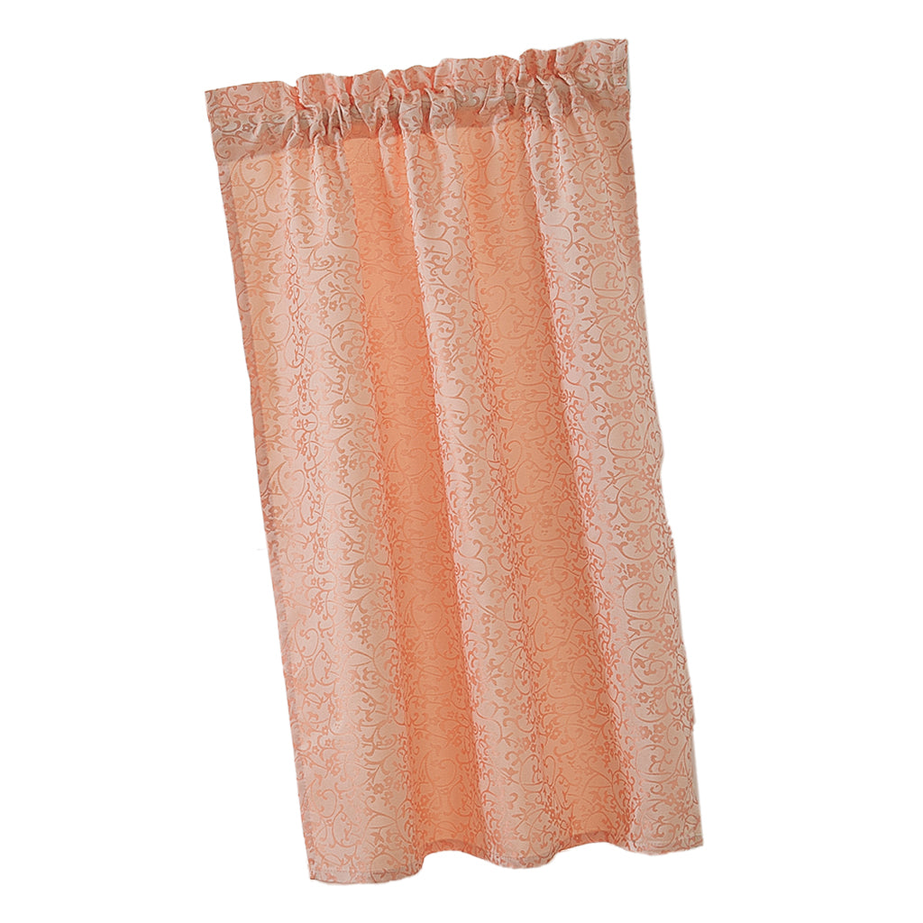 Window Voile Sheer Curtain Valance Tiers Pink_74x60cm