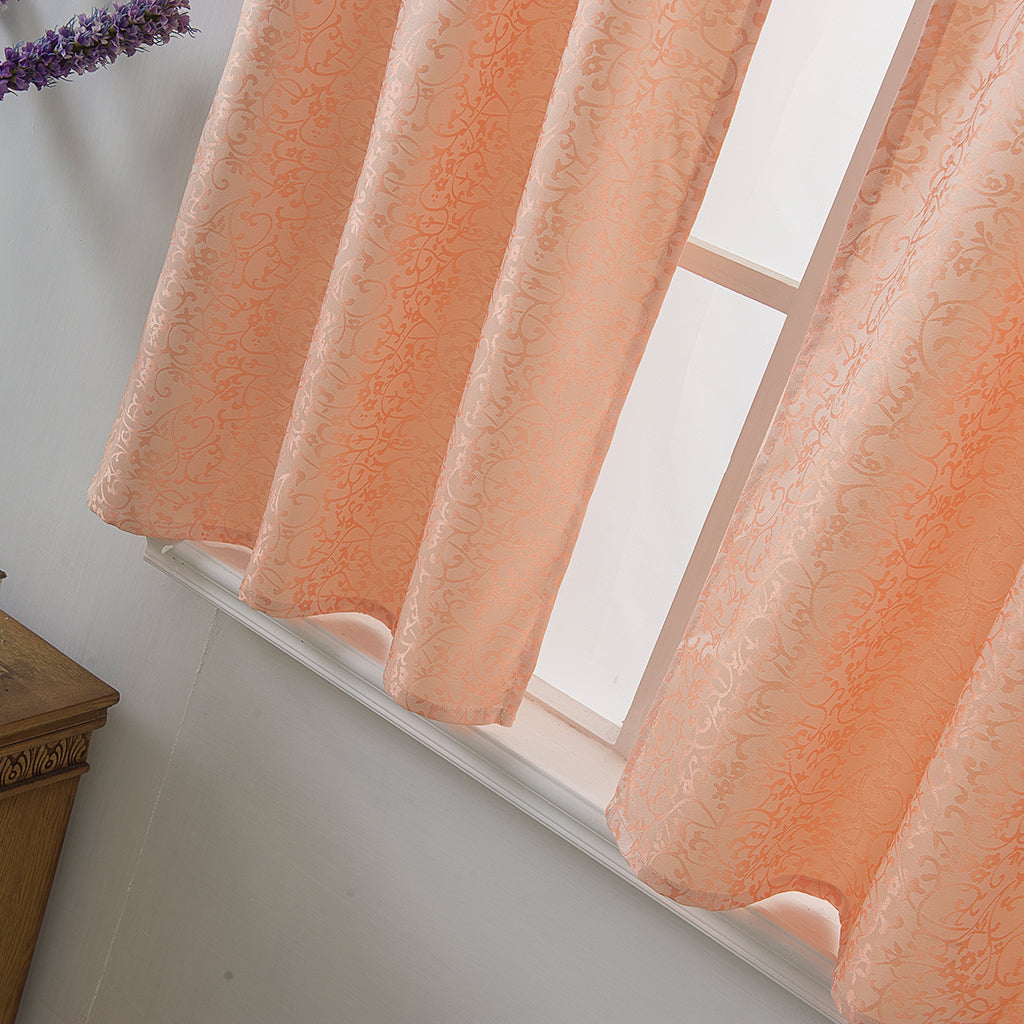 Window Voile Sheer Curtain Valance Tiers Pink_74x60cm