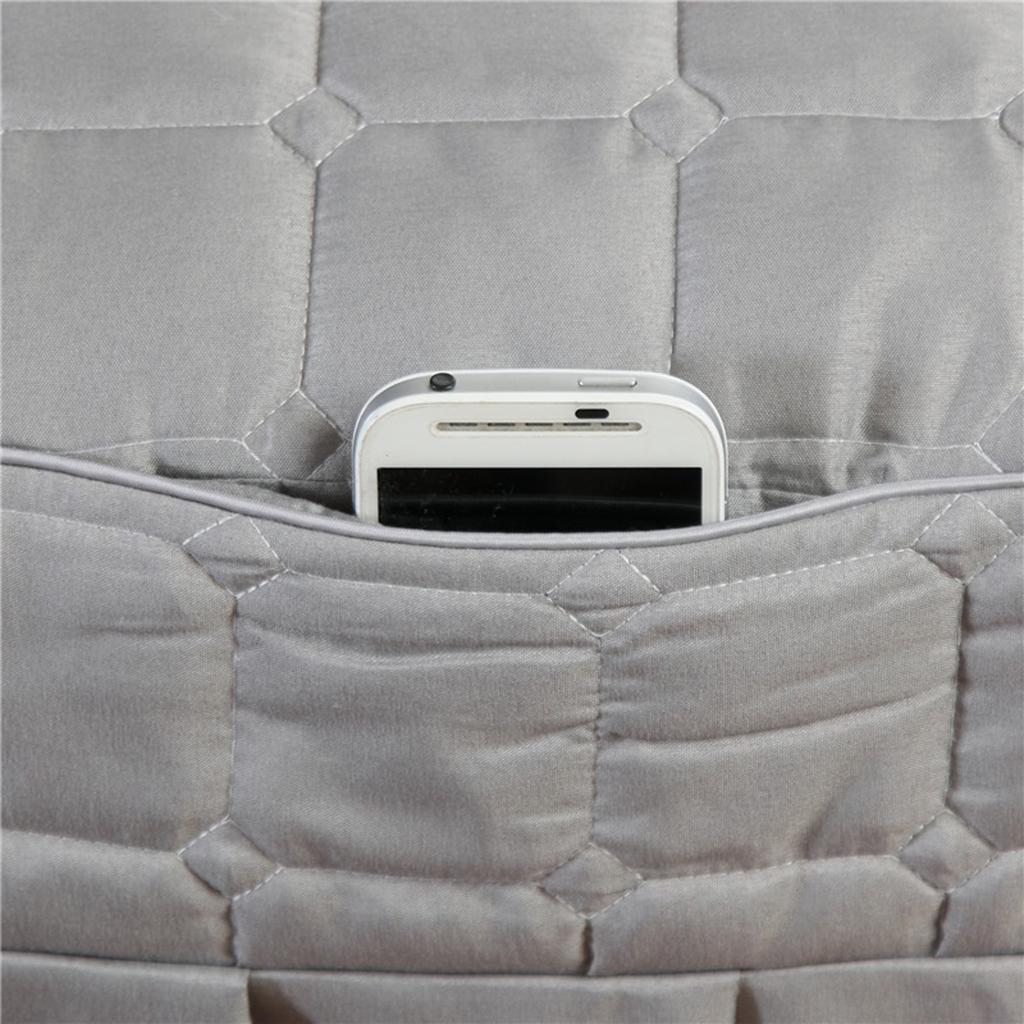 SPA Massage Table Linen Set Bed Skirt Pillow Case Stool Cover Grey-L