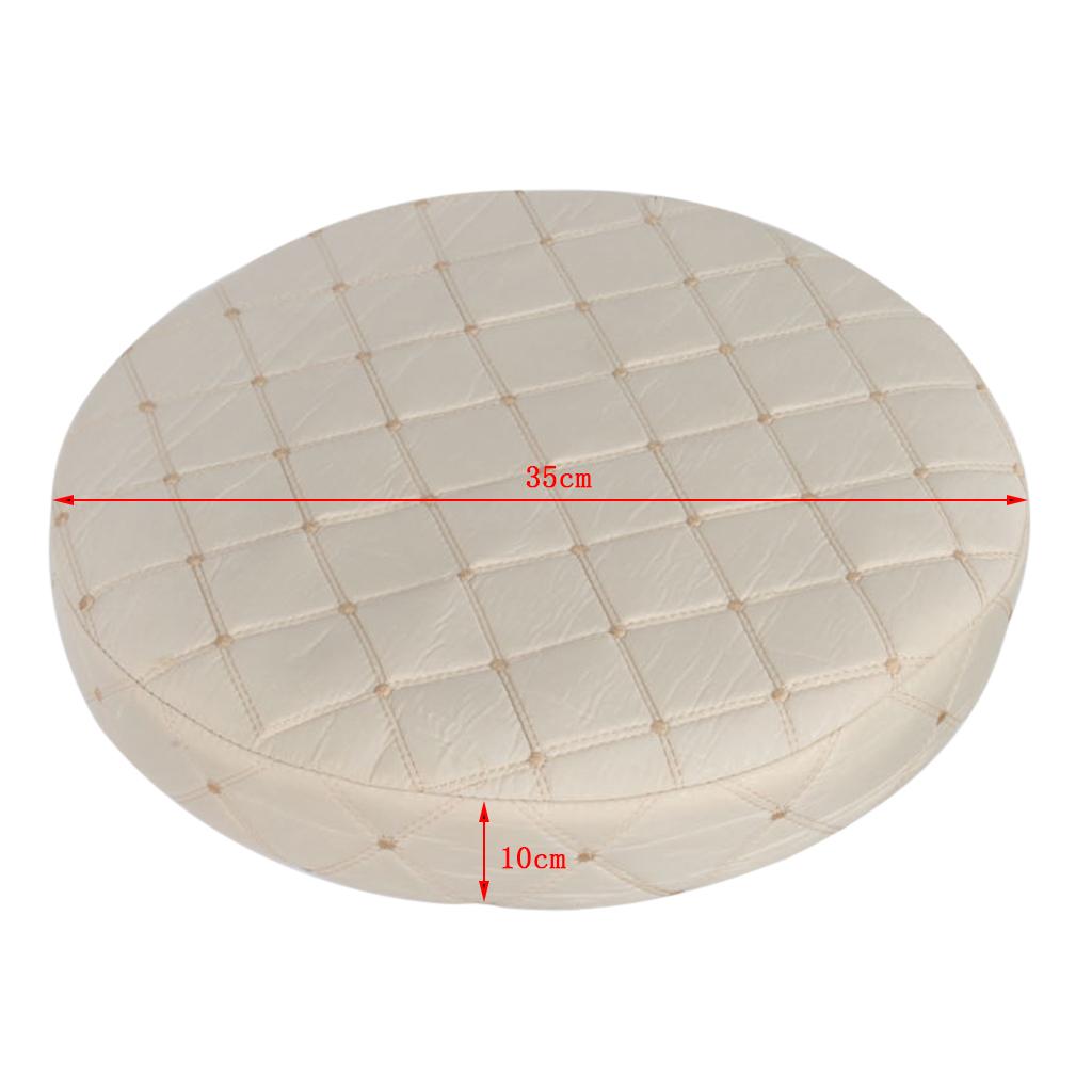 Round Home Bar Stool Chair Cover Slipcover Grid Beige Grid -35cm