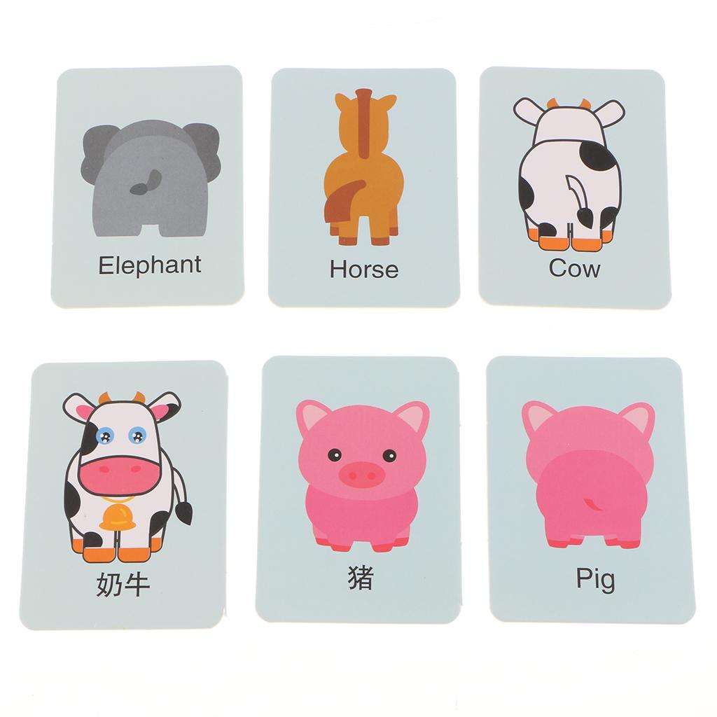 32 Pieces Preschool Educational Flash Cards for Kids Animals