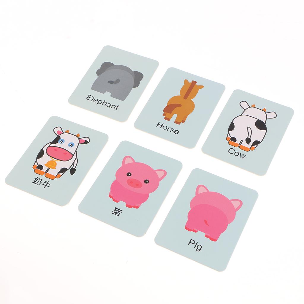 32 Pieces Preschool Educational Flash Cards for Kids Animals