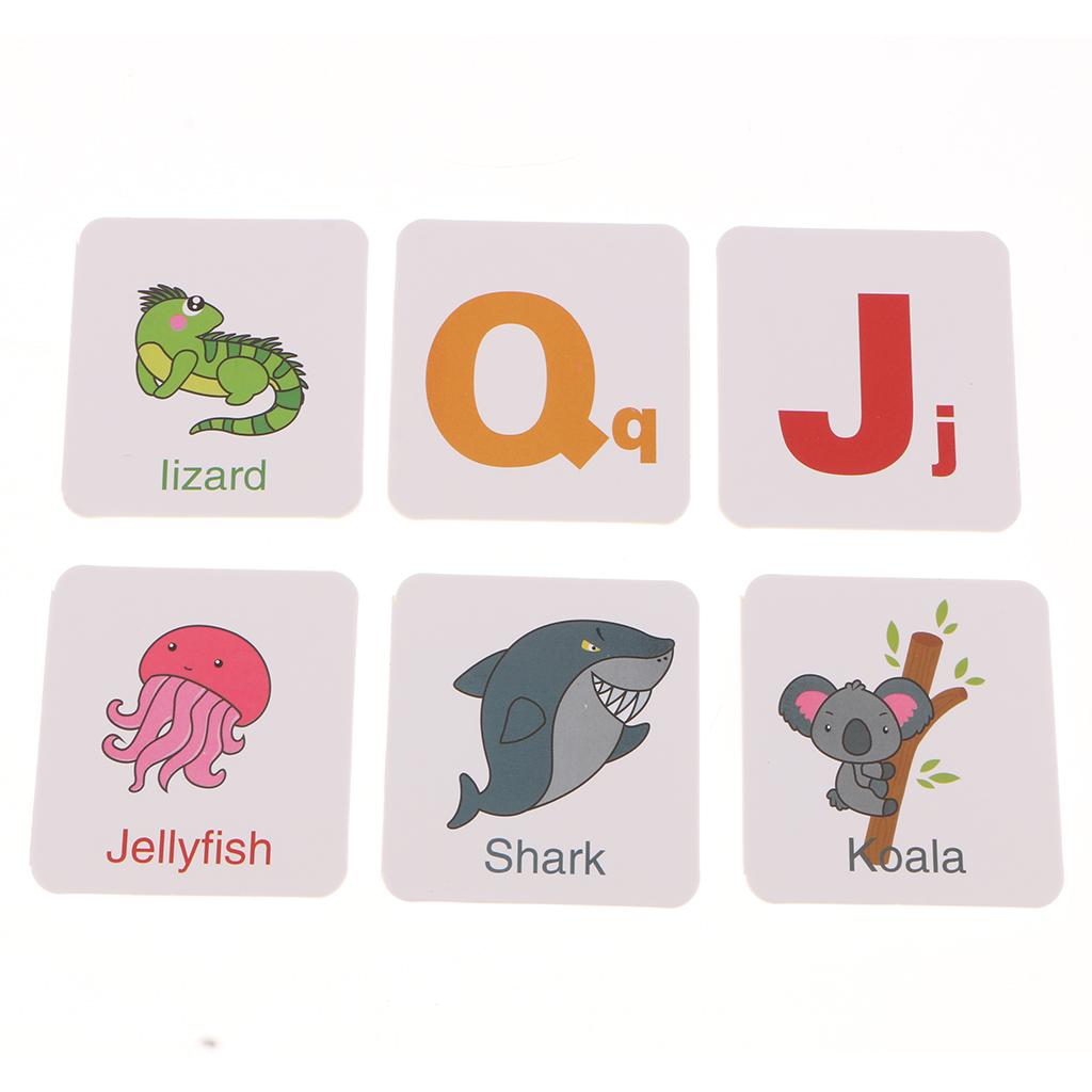 32 Pieces Preschool Educational Flash Cards for Kids Animals and Letters