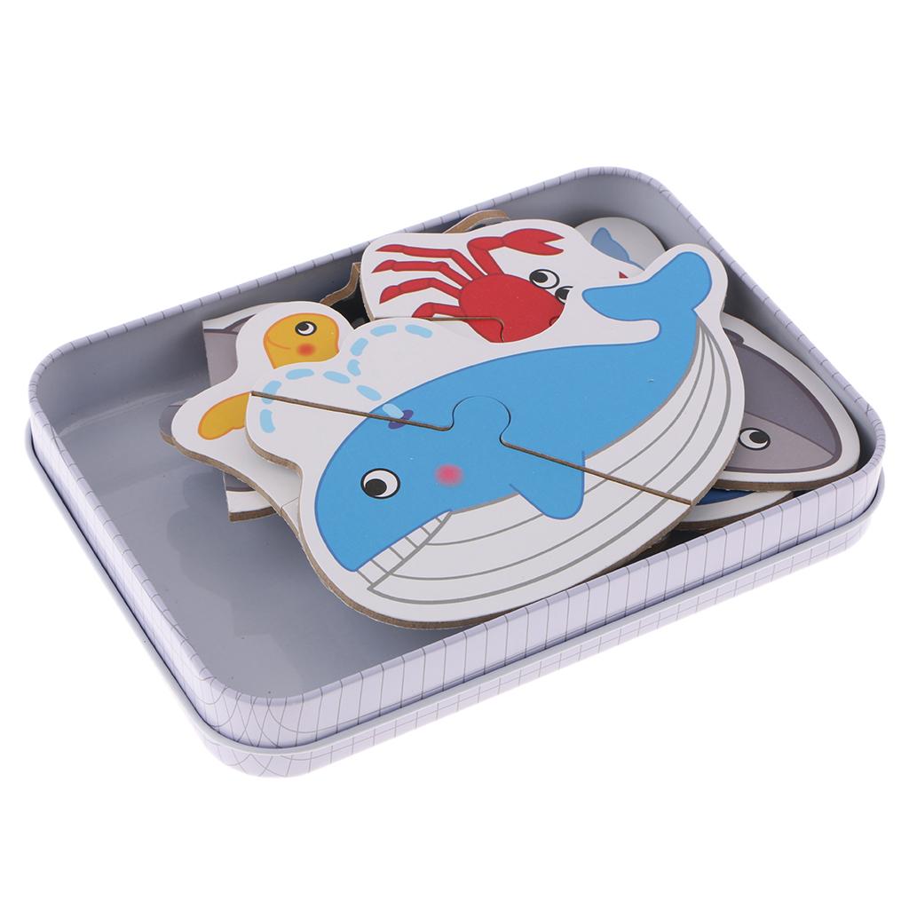 Preschool Educational Puzzle Cognitive Card Matching Game Marine Animals