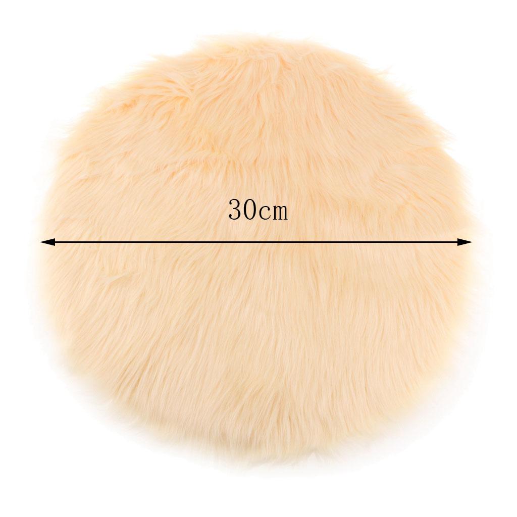 Faux Fur Seat Cushion Pad Artificial Sheepskin Mat Beige 30cm