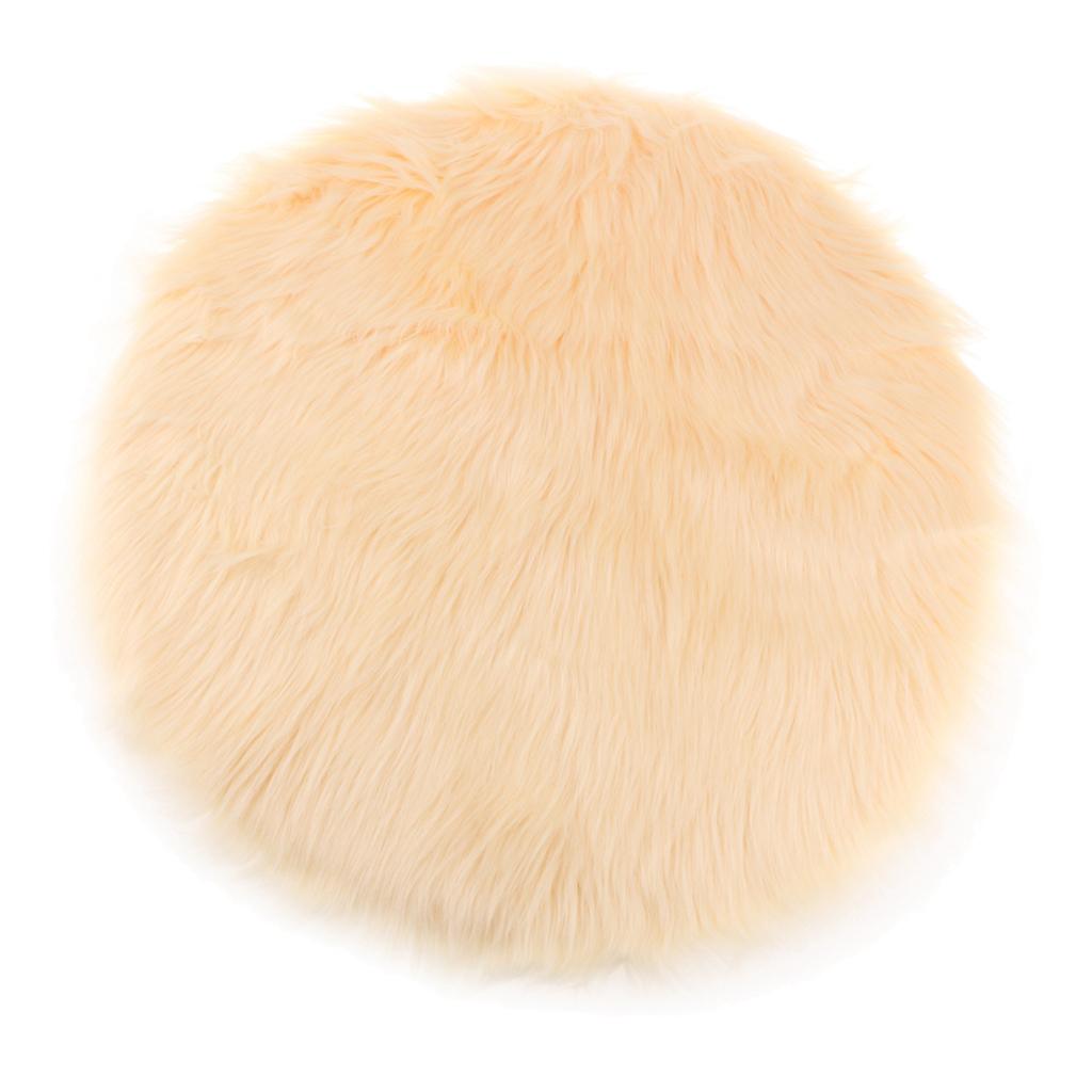 Faux Fur Seat Cushion Pad Artificial Sheepskin Mat Beige 30cm