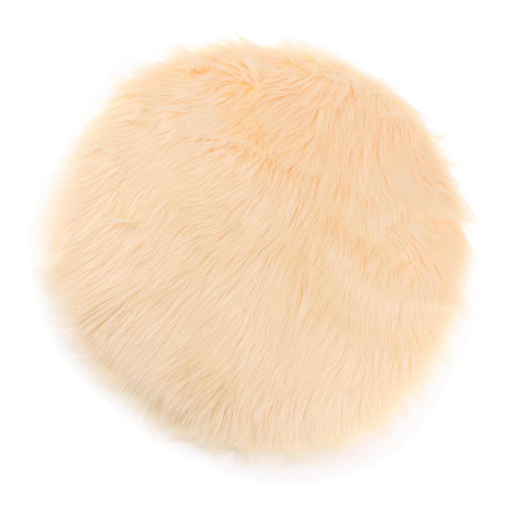 Faux Fur Seat Cushion Pad Artificial Sheepskin Mat Beige 30cm