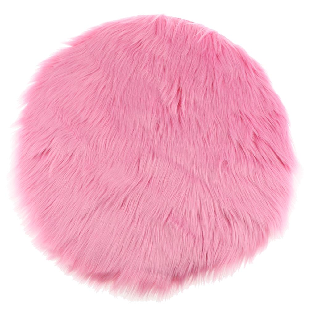 Faux Fur Seat Cushion Pad Artificial Sheepskin Mat Hot Pink 30cm