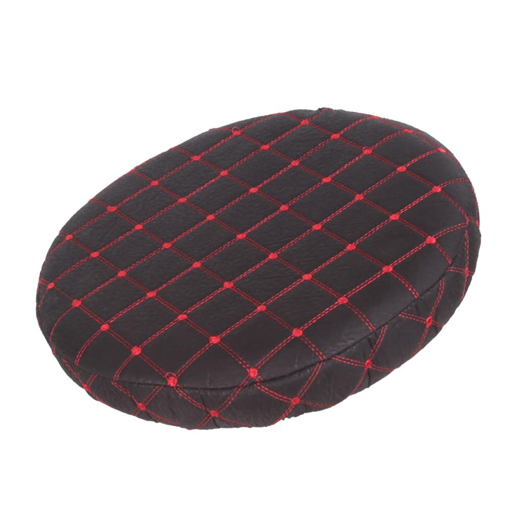 Round Home Bar Stool Chair Cover Slipcover Grid Black Grid (Red)-35cm
