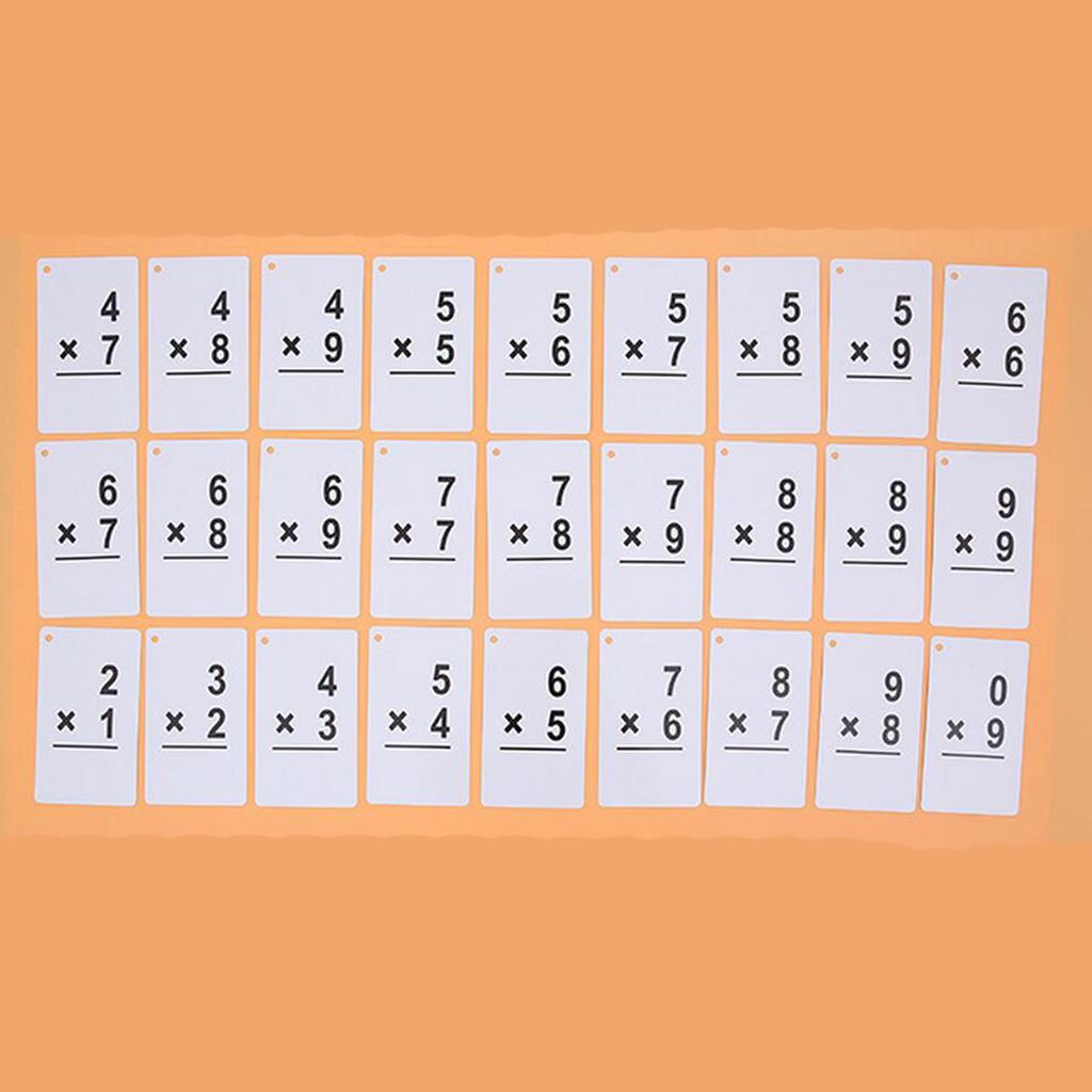 1 Set 54 Pieces Kids Maths Education Flash Cards, with 1 Ring Multiplication