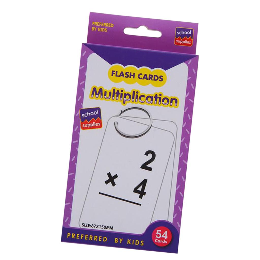 1 Set 54 Pieces Kids Maths Education Flash Cards, with 1 Ring Multiplication