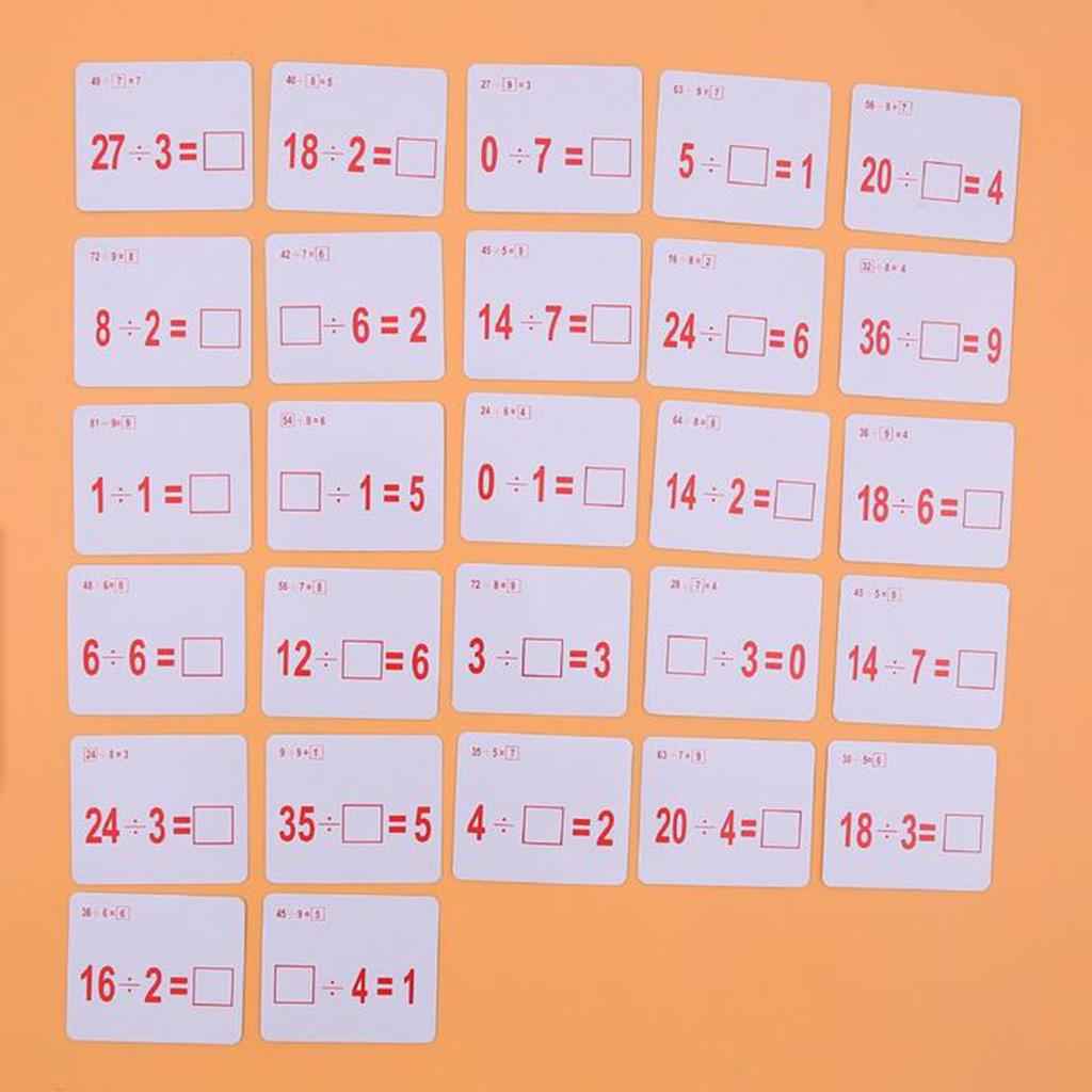 27 Pieces Double Sided Educational Arithmetic Flash Cards with Erasable Pen Division