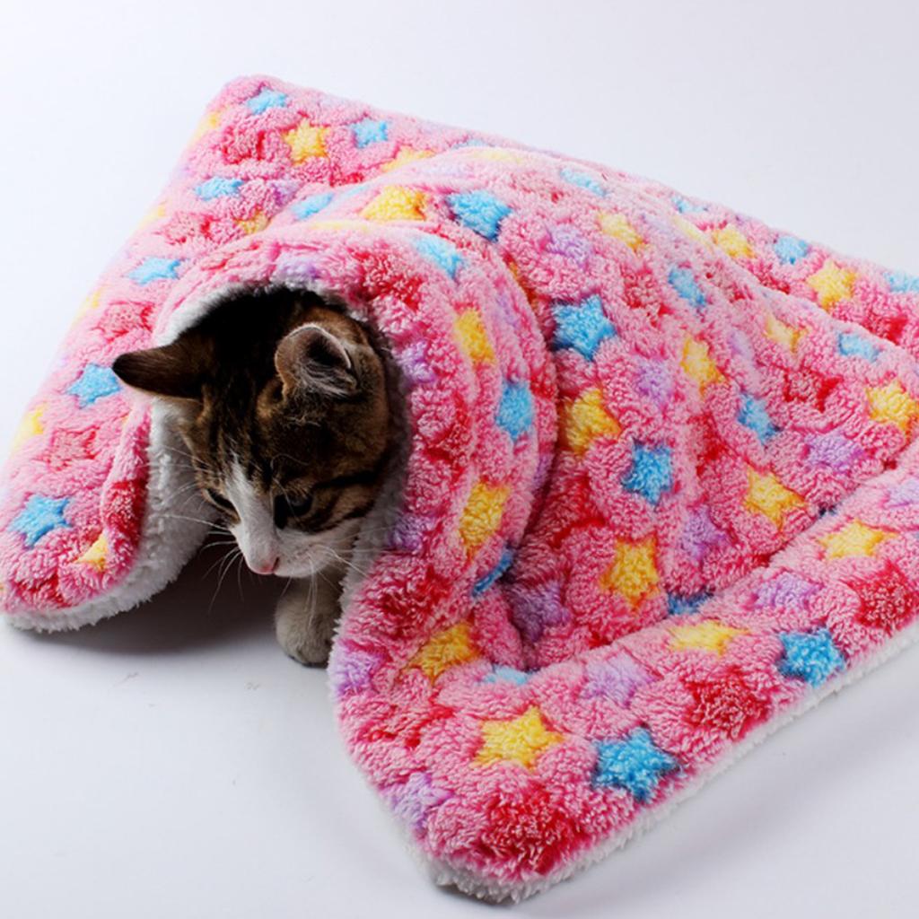 Winter Dog Warm Blanket Coral Fleece Puppy Cat Sleep Mat Pink-50x50cm