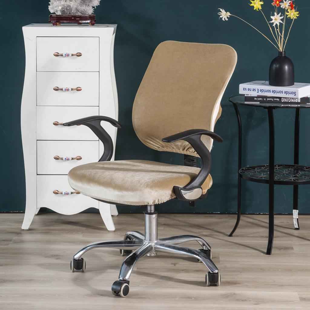 Soft Velvet Stretch Wedding Dining Room Chair Seat Cover Khaki