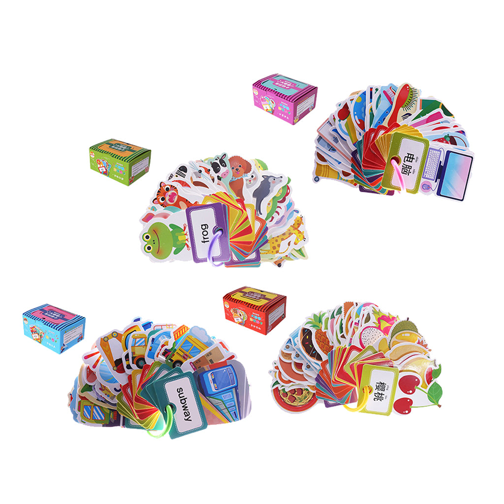 30 Pieces Preschool Educational Flash Cards with Storage Ring Delicious Food
