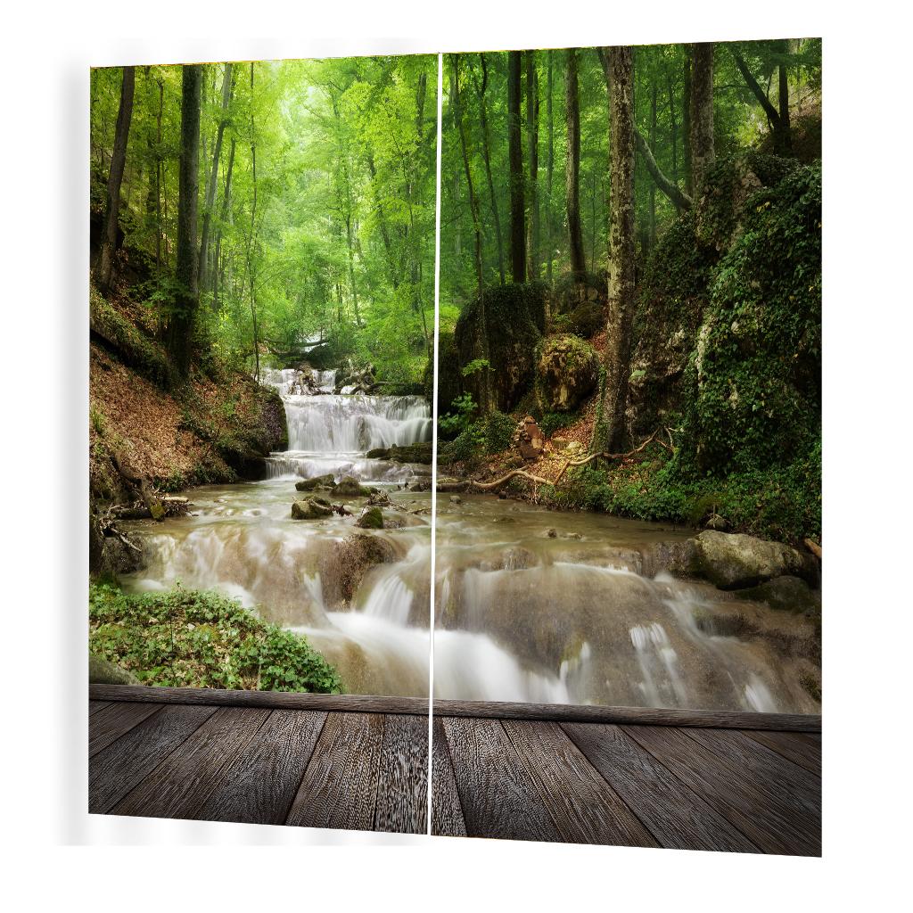 Window Curtain Kitchen Bathroom Drape Stream in Mountain