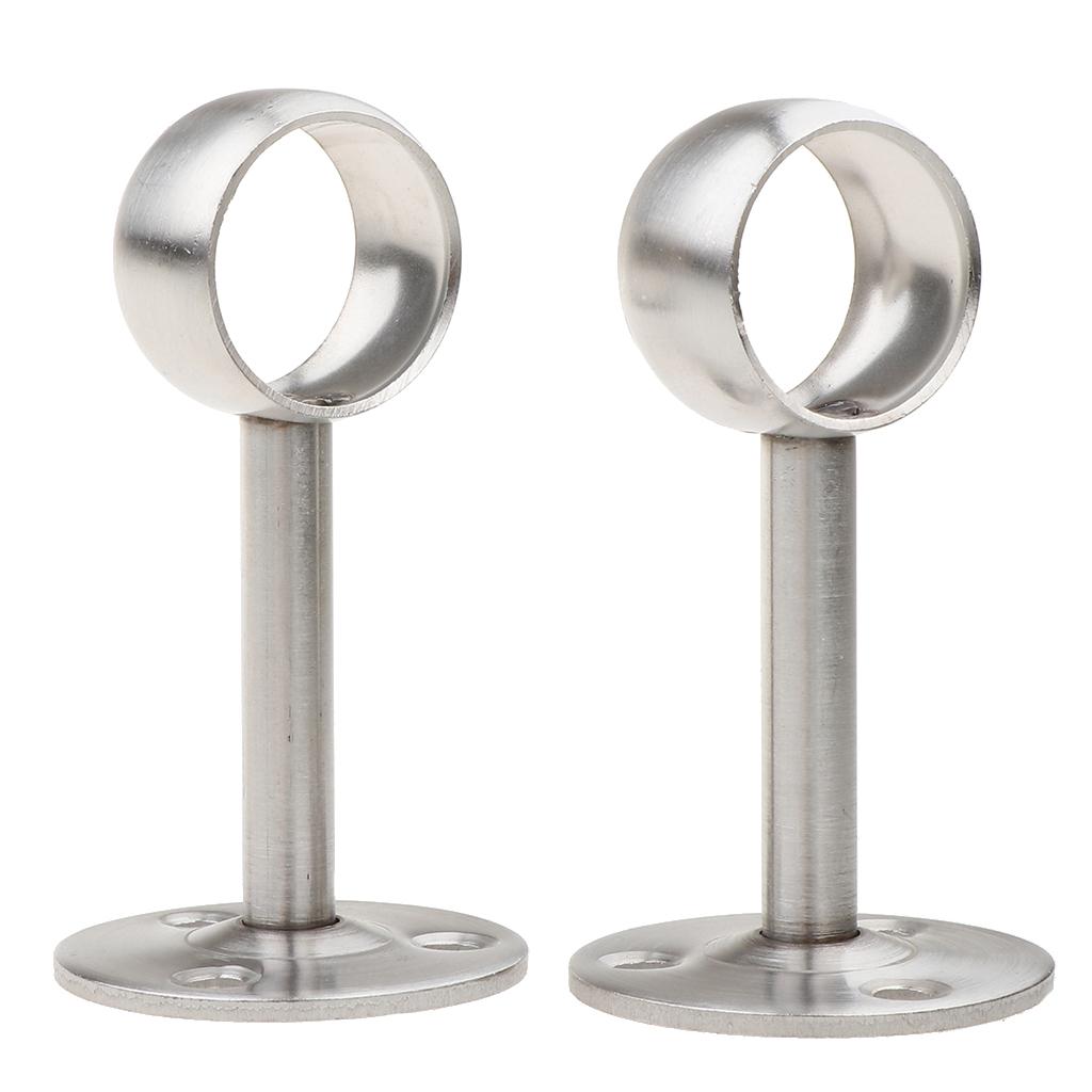 2 Pieces Stainless Steel Wardrobe Pipe Lever Rod Holder Socket Bracket 22mm