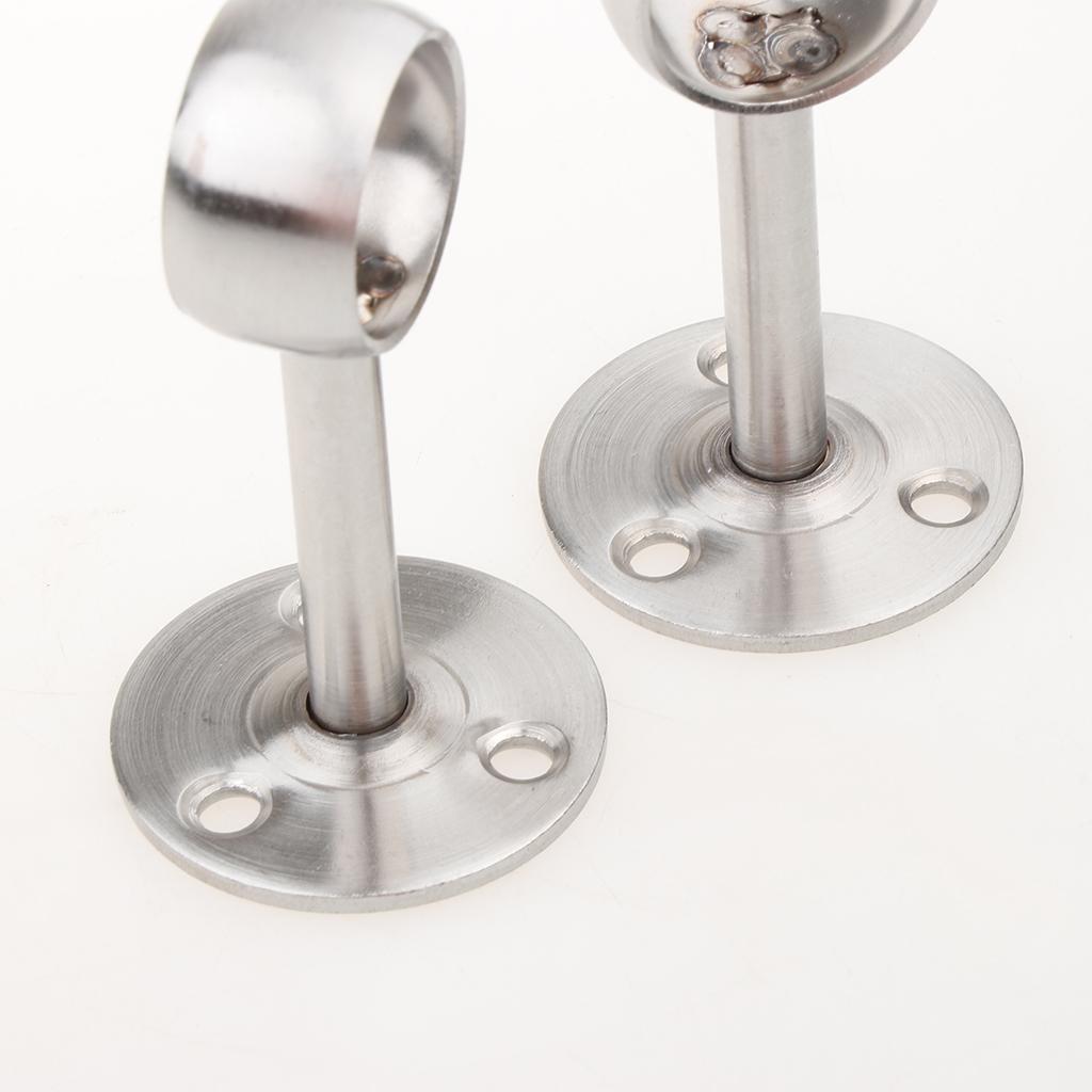 2 Pieces Stainless Steel Wardrobe Pipe Lever Rod Holder Socket Bracket 22mm
