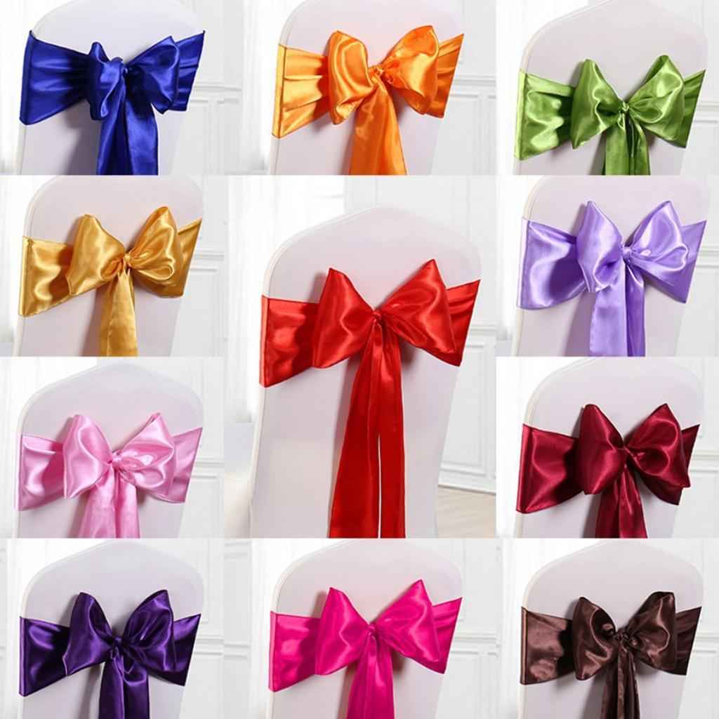 Satin Sashes Bows Chair Cover Bow Sash Wedding Events Supplies Red