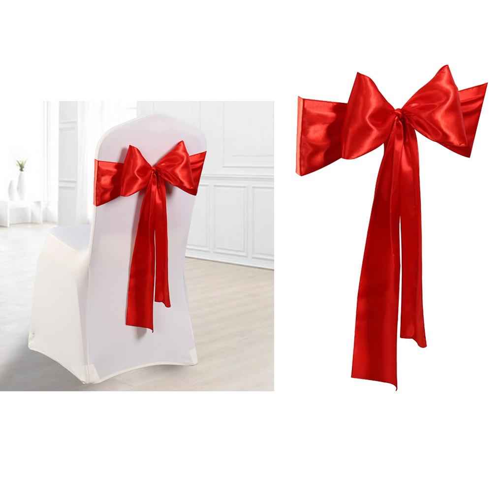 Satin Sashes Bows Chair Cover Bow Sash Wedding Events Supplies Red