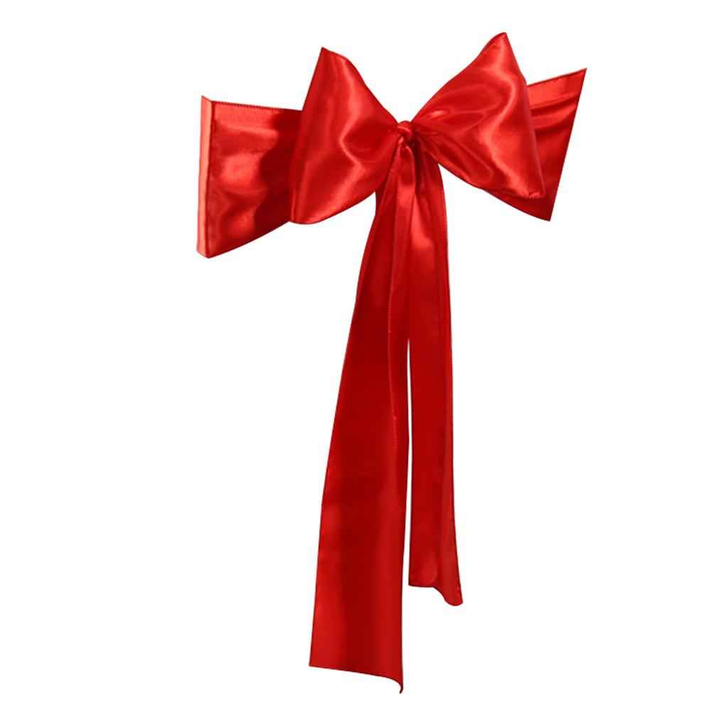 Satin Sashes Bows Chair Cover Bow Sash Wedding Events Supplies Red