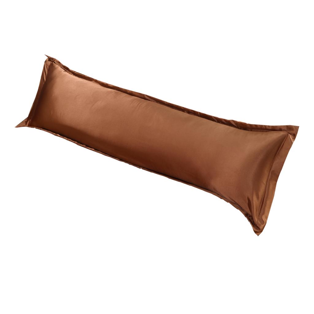 Luxury Silk Body Pillow Cover Pillowcase Replacement Coffee-120x48cm