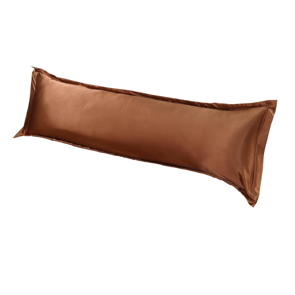 Luxury Silk Body Pillow Cover Pillowcase Replacement Coffee-120x48cm