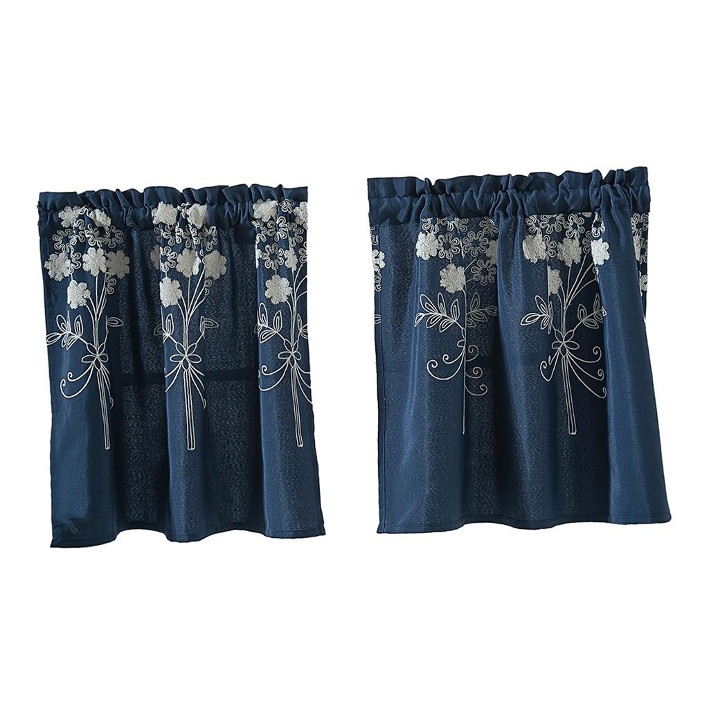 1Pcs Window Voile Sheer Curtain Valance Tiers 130x41cm_B
