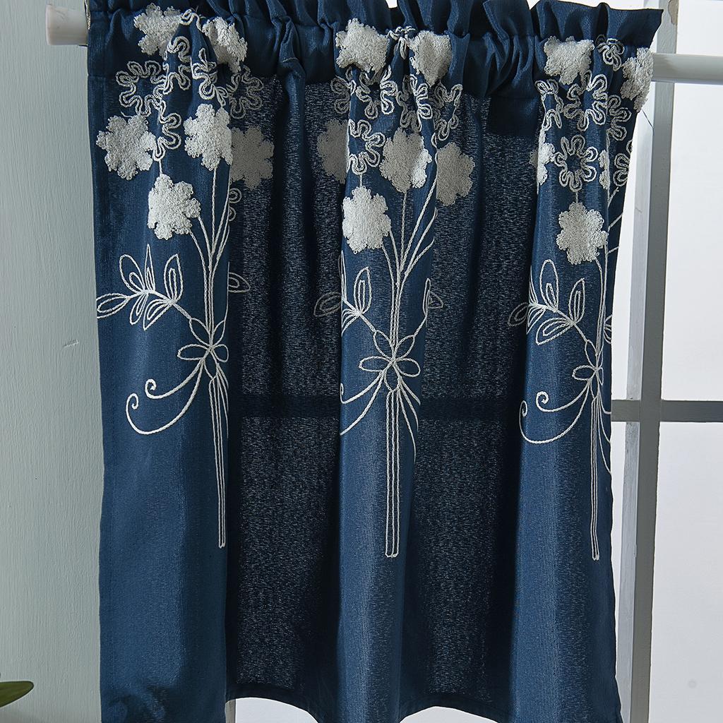 1Pcs Window Voile Sheer Curtain Valance Tiers 130x41cm_B