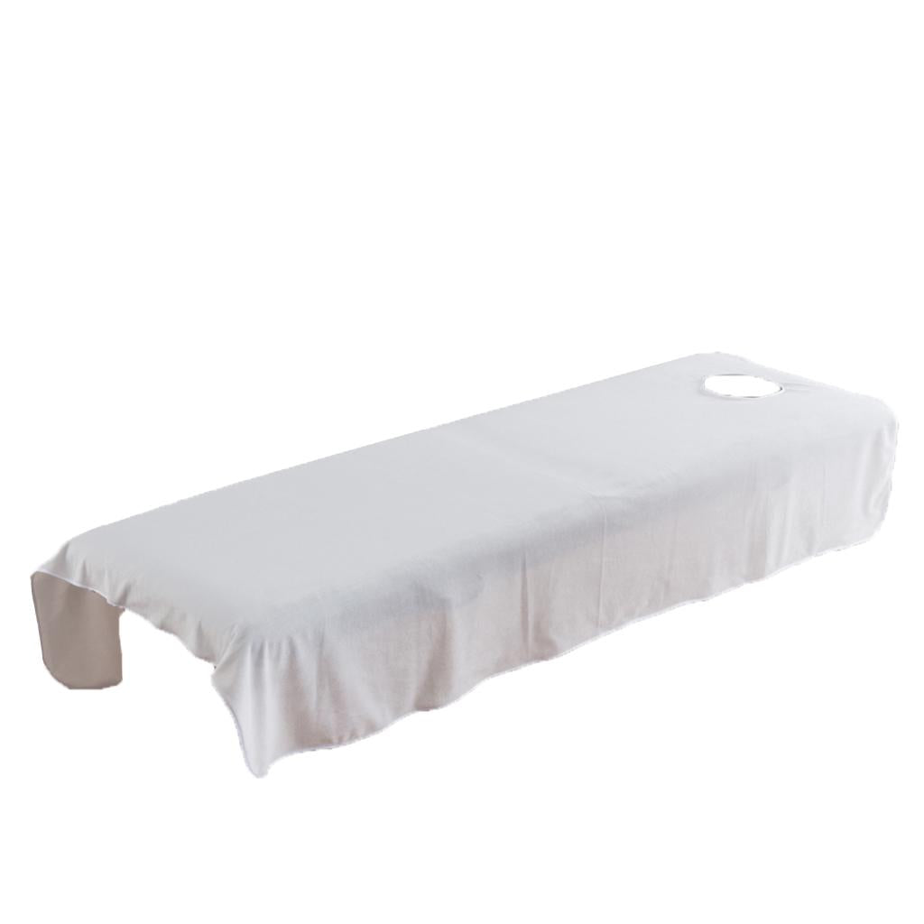 Soft Crystal Velvet Massage Bed Sheet Cover with Face Hole White-80x190cm