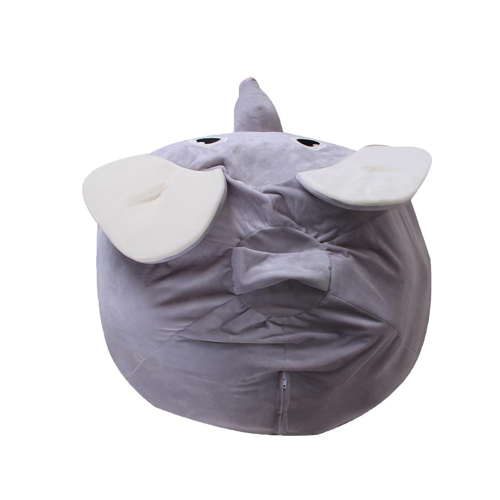 Animal Shape Kids Stuffed Animal Toy Storage Bean Bag Cover Elephant