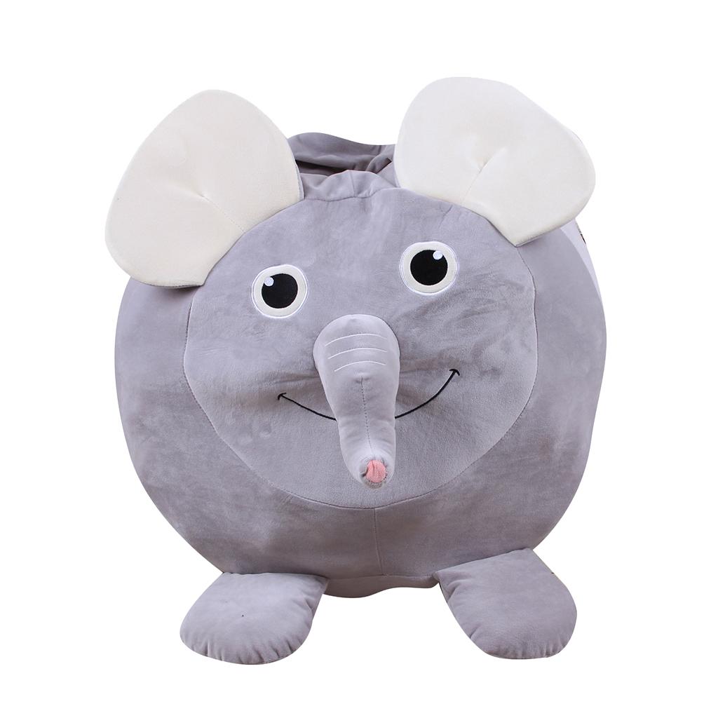 Animal Shape Kids Stuffed Animal Toy Storage Bean Bag Cover Elephant