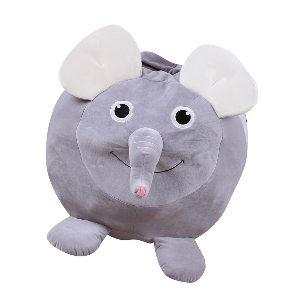 Animal Shape Kids Stuffed Animal Toy Storage Bean Bag Cover Elephant