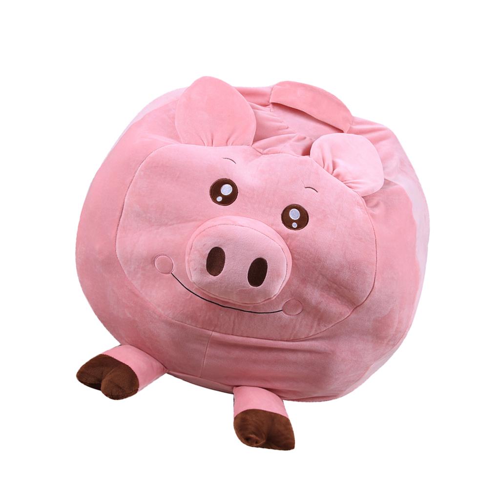 Animal Shape Kids Stuffed Animal Toy Storage Bean Bag Cover Piggy