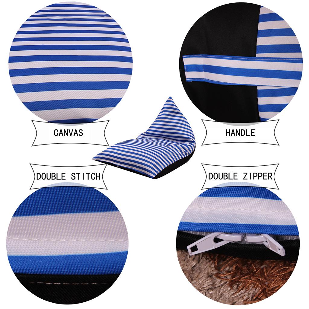 Stuffed Animal Storage Bean Bag Plush Toy Organizer for Kids Blue_Stripe
