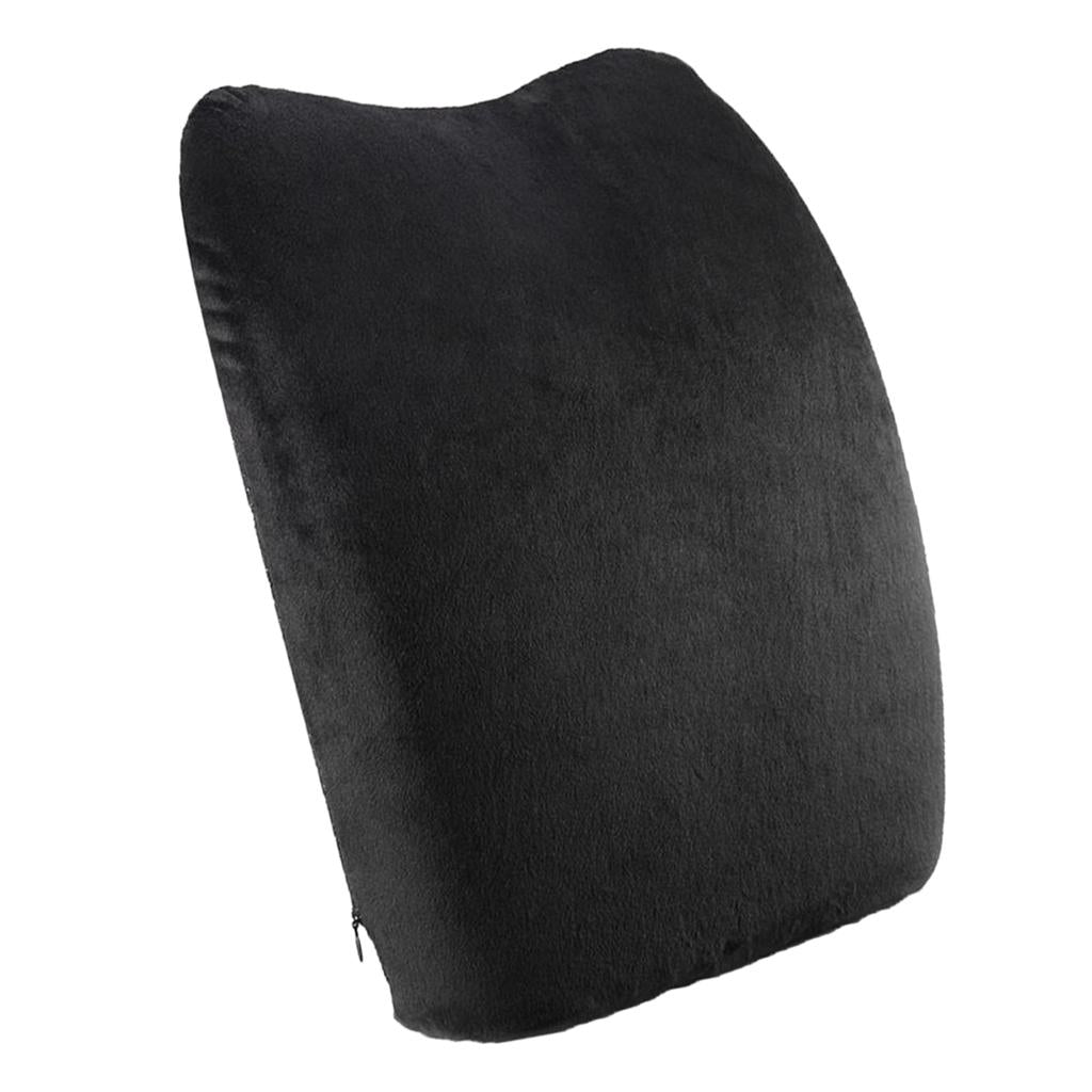 Orthopedic Lumbar Support Pillow Back Cushion Black Plush