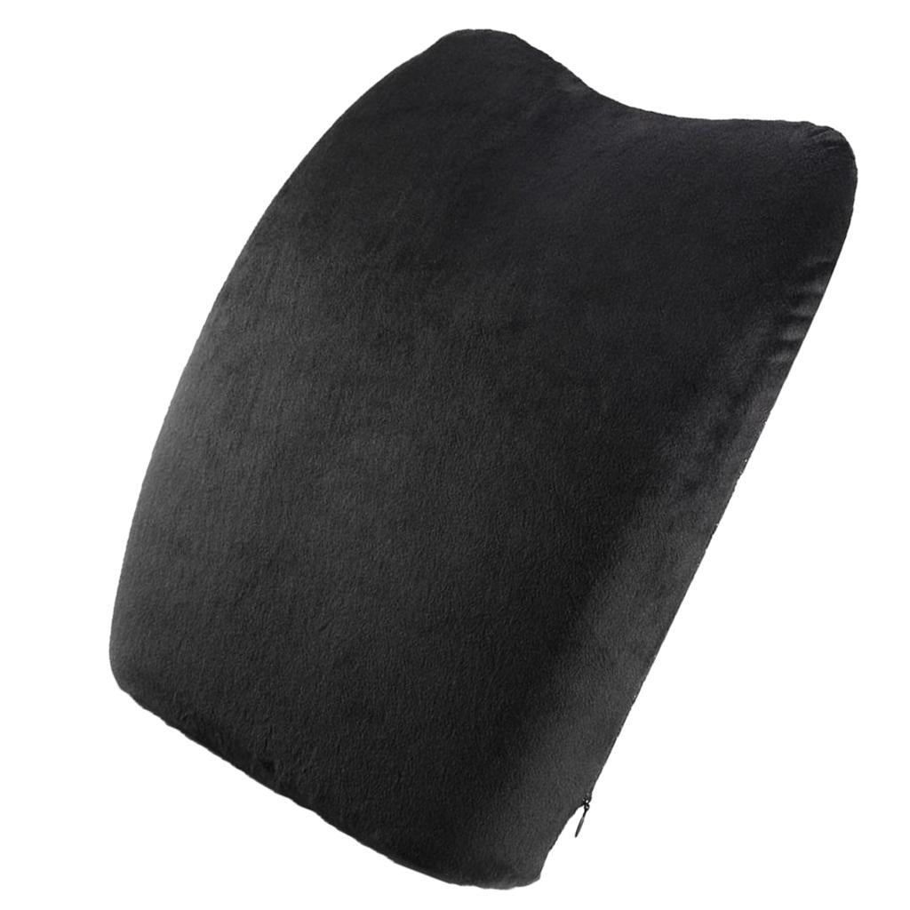 Orthopedic Lumbar Support Pillow Back Cushion Black Plush