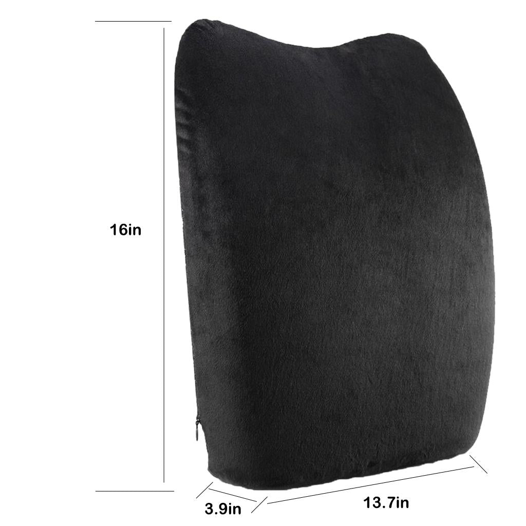 Orthopedic Lumbar Support Pillow Back Cushion Black Plush