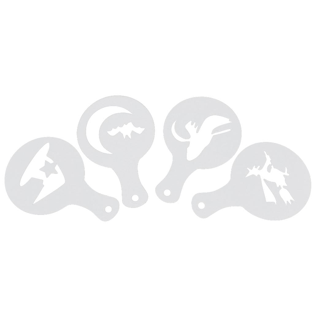 8pcs Coffee Barista Stencils Template Strew Flowers Pad Duster Spray Art Halloween