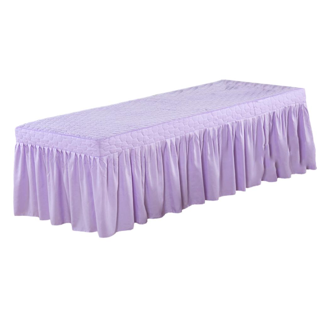 Massage Table Skirt Beauty Bed Cover Valance Sheet Light Purple