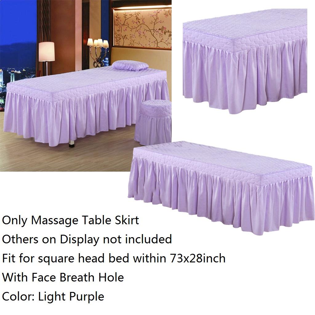 Massage Table Skirt Beauty Bed Cover Valance Sheet Light Purple