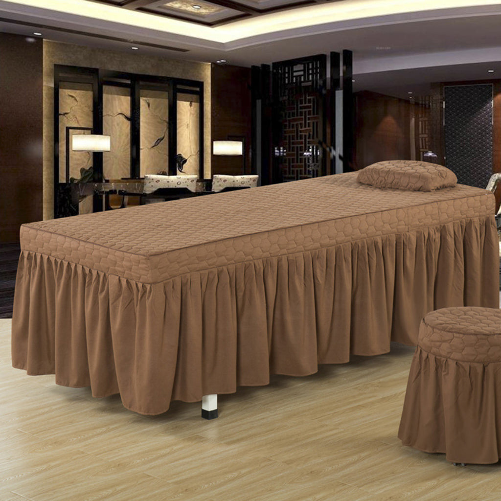 Massage Table Skirt Beauty Bed Cover Valance Sheet 2 Coffee