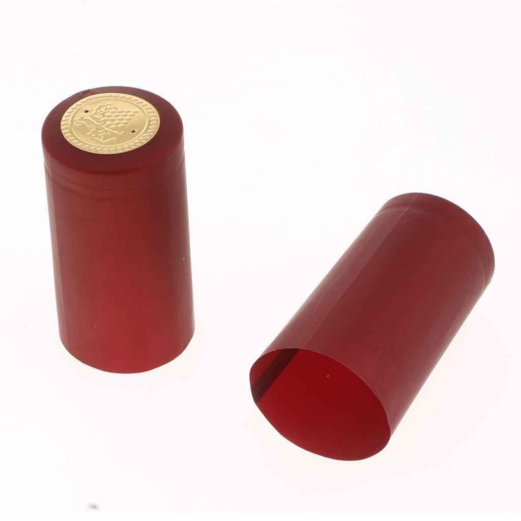 100 PVC Wine Bottle Heat Shrink Capsules  34mm -Burgundy(Gold Top)